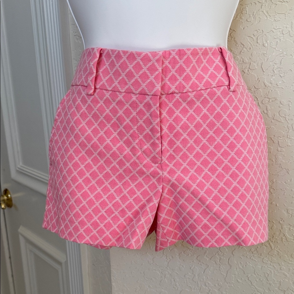 Ann Taylor Pink Diamond Pattern High Waist Shorts